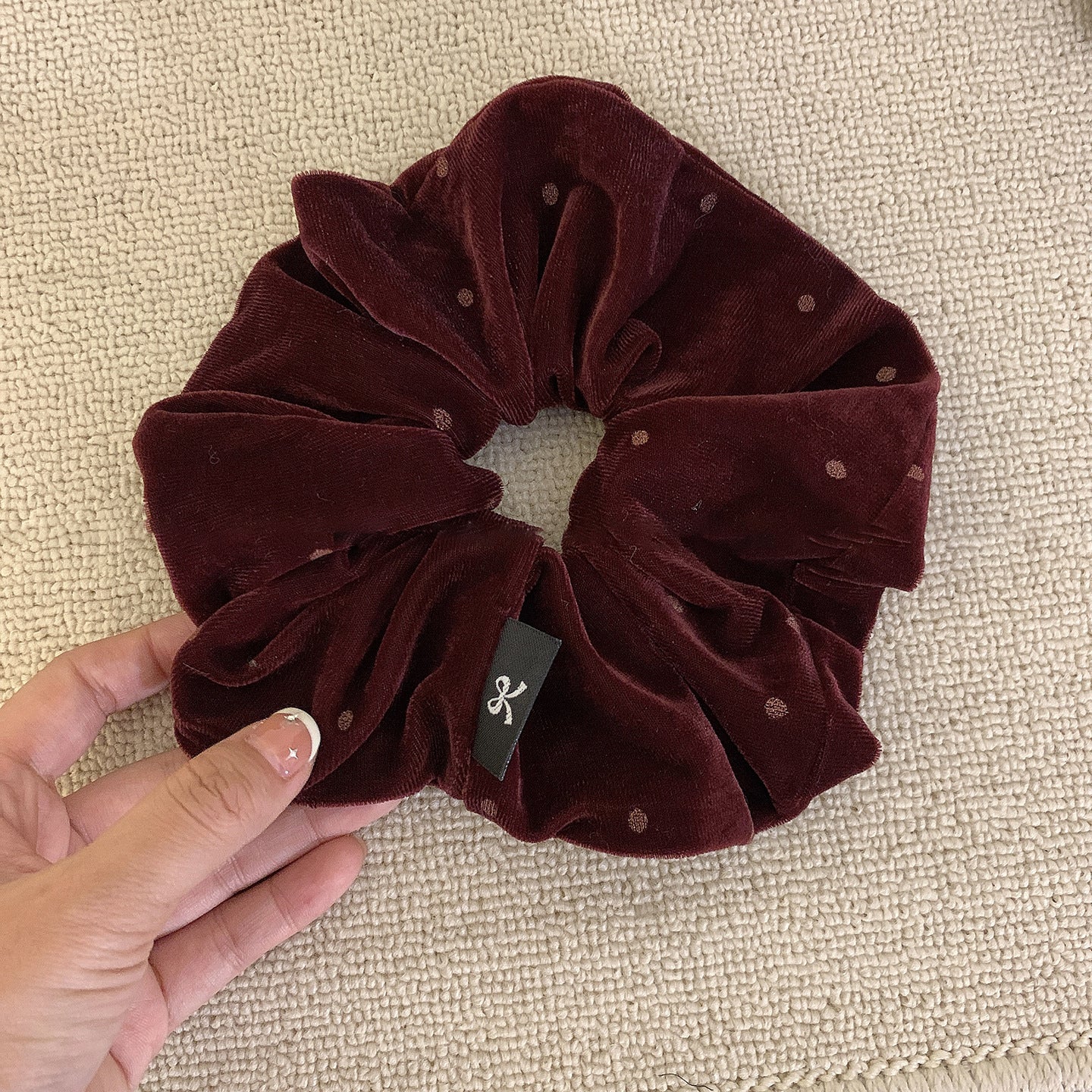 絨面波點復古髮圈