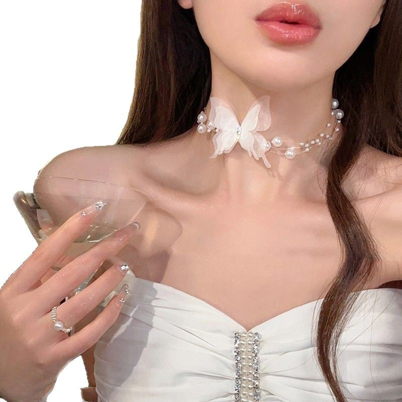 珍珠花朵復古項鍊－6#項鍊-金色款細節｜https://igowo.tw/