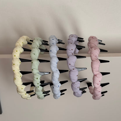 彩色布面波點簡約髮箍－細節特寫2｜https://igowo.tw/