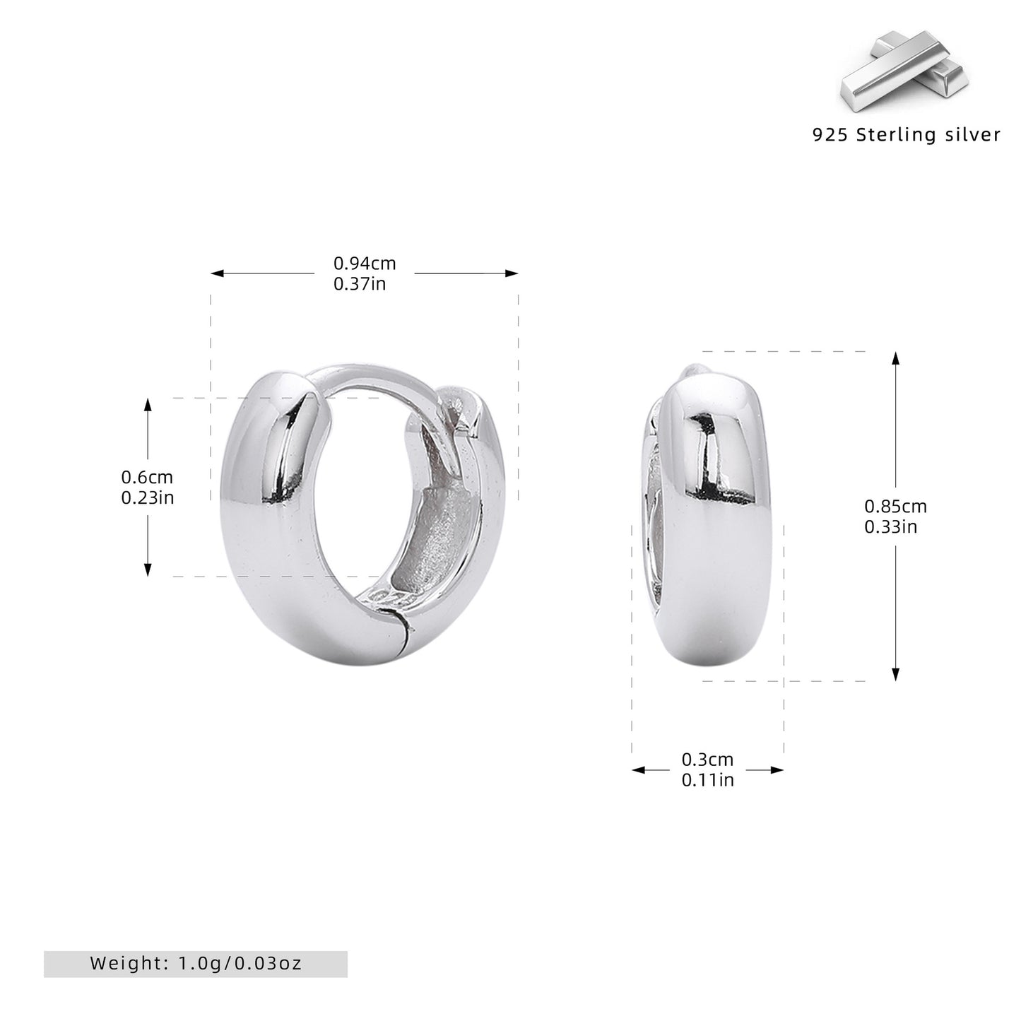 S925 耳環簡約光面素圈多尺寸耳飾輕奢時尚百搭飾品