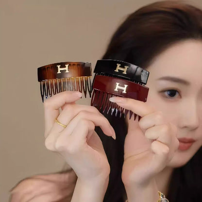 復古亞克力字母H劉海梳碎發夾女簡約百搭發夾小眾設計感盤發器女