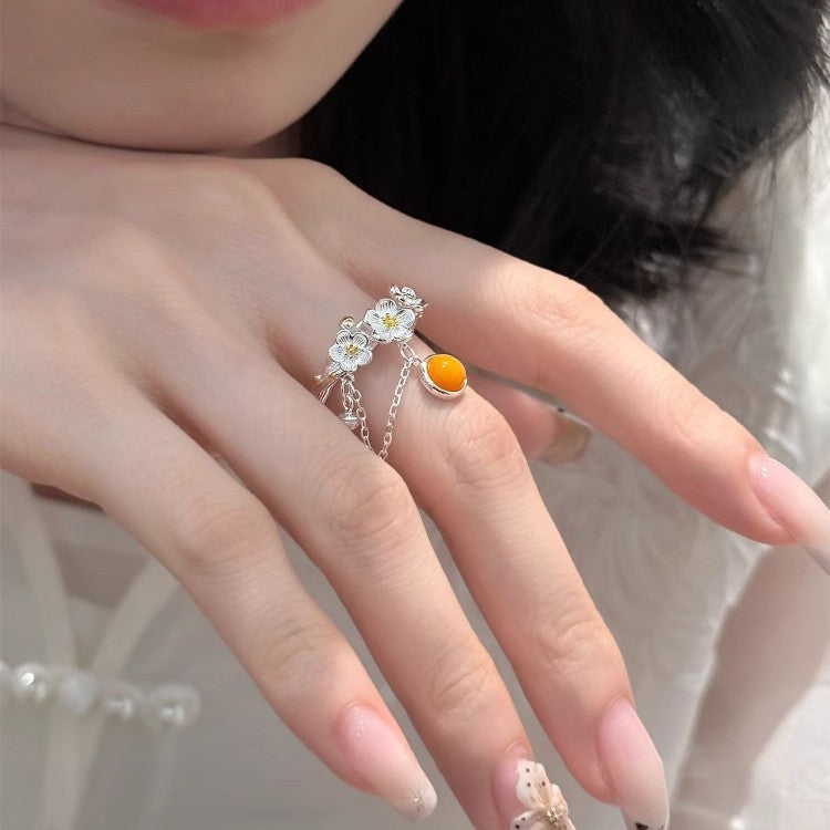 花朵立體可調式戒指－商品主圖｜https://igowo.tw/