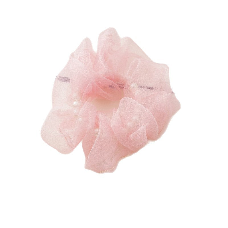 彩色珍珠大腸圈髮圈－珍珠藍色款細節｜https://igowo.tw/