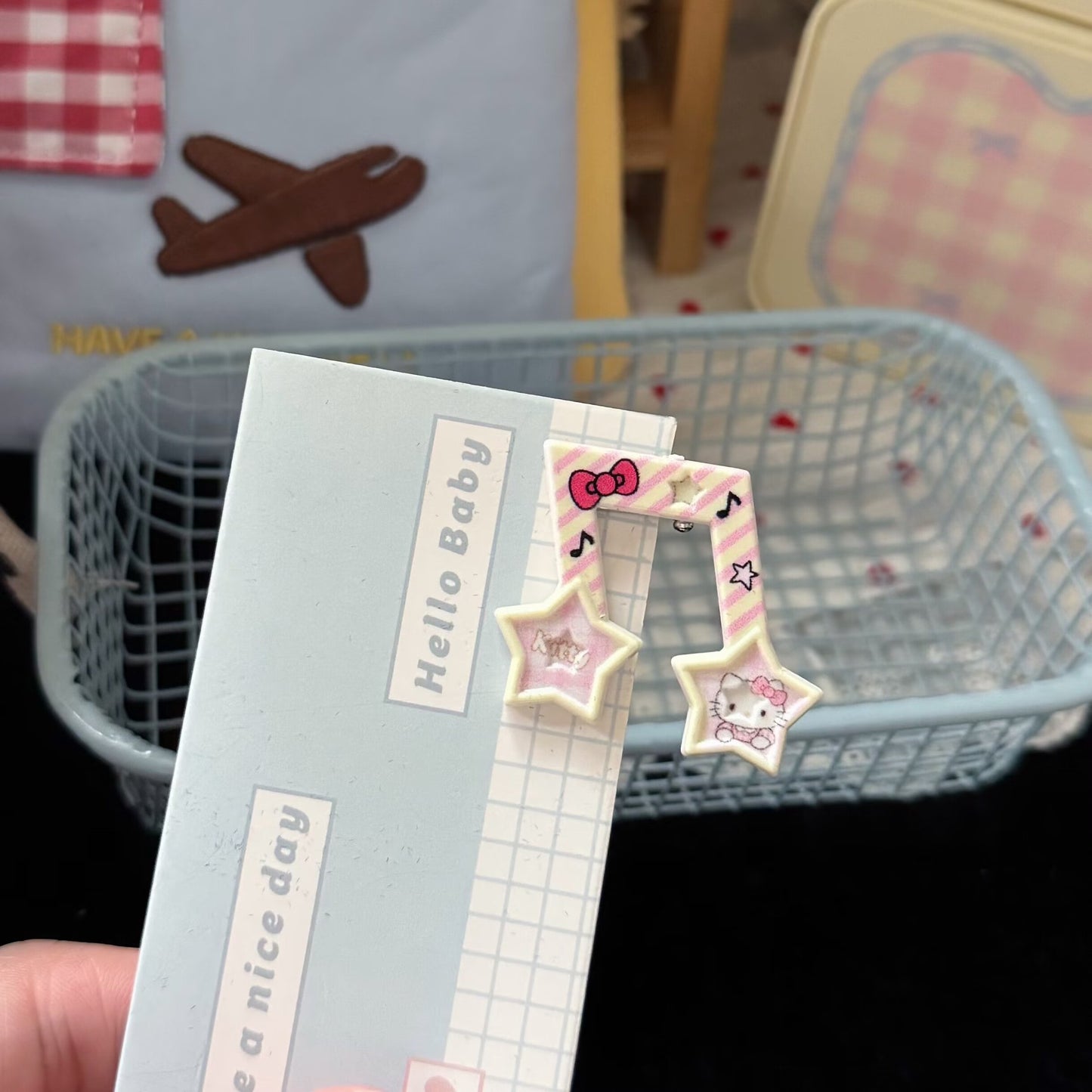 繽紛音符貓咪髮夾－粉色星星音符髮夾款細節2｜https://igowo.tw/