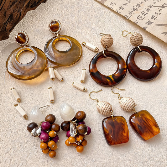 壓克力方形復古耳鉤－商品主圖｜https://igowo.tw/