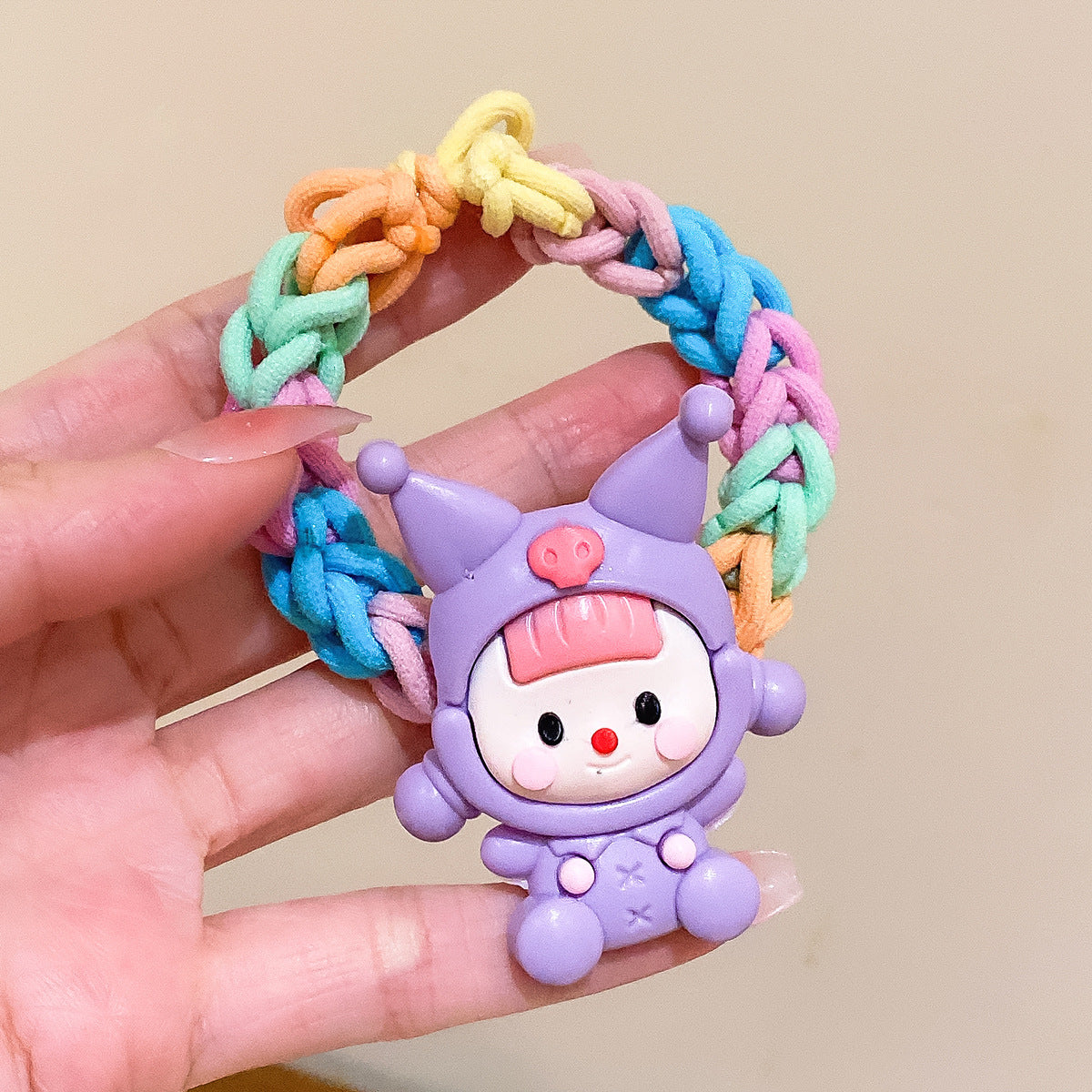 彩色卡通編織髮圈
