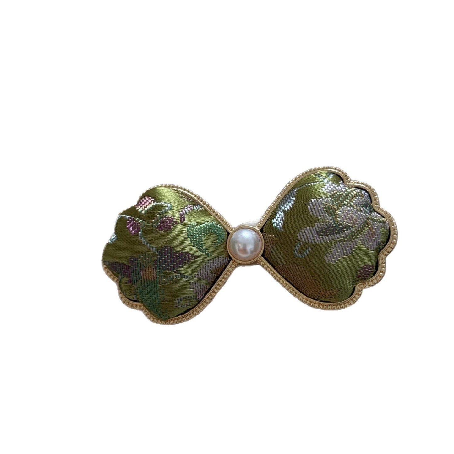 蝴蝶結復古髮夾－黃藍色款細節｜https://igowo.tw/