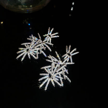 法式宮廷風鑲鉆幾何花朵耳環輕奢高級感耳釘時尚精致氣質耳飾批發
