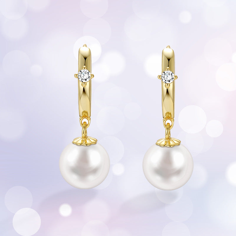 S925 鋯石珍珠耳釘女簡約百搭小巧短款流蘇養耳洞氣質耳環耳飾