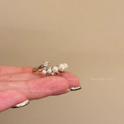 珍珠多層可調式戒指－銀a款細節8｜https://igowo.tw/