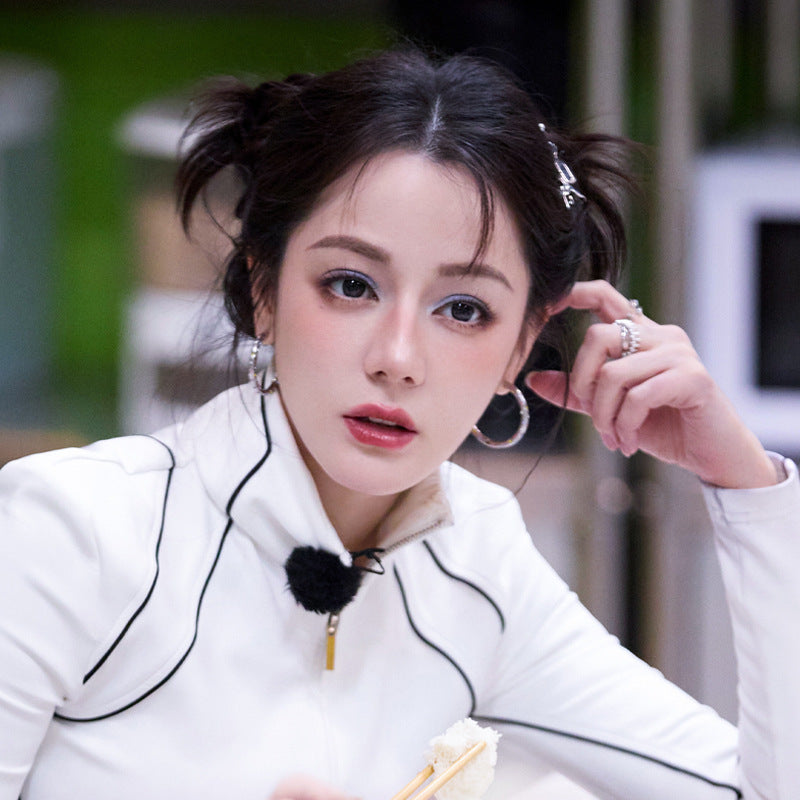 繽紛鋯石C形耳釘－銀針-金色款實拍｜https://igowo.tw/