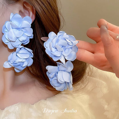 銀針鑲鉆水晶珍珠耳環歐美復古輕奢長款耳墜清新甜美高級感耳飾女