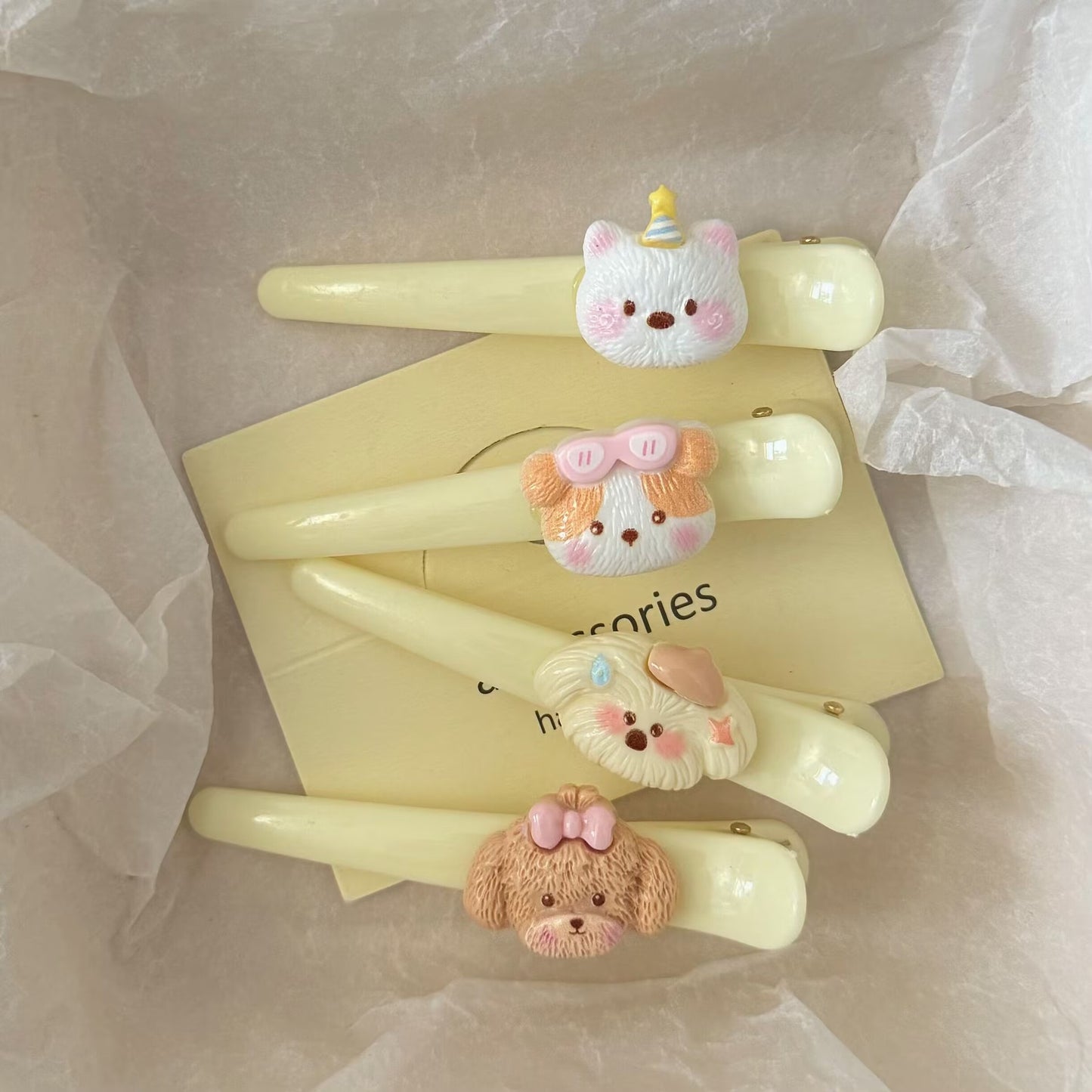 白色小狗卡通髮夾－商品主圖｜https://igowo.tw/