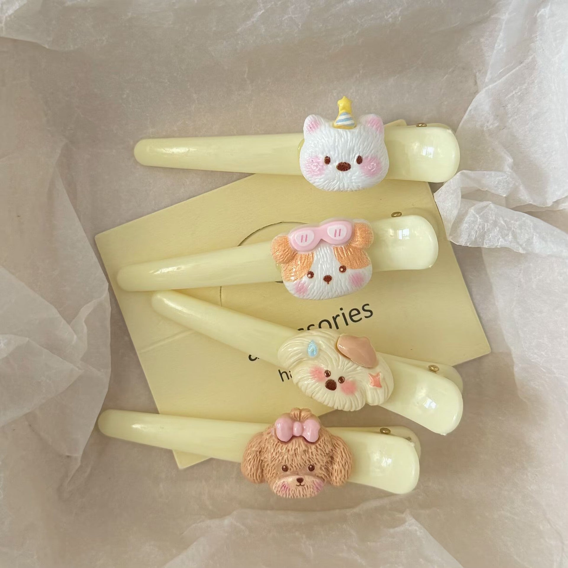 白色小狗卡通髮夾－商品主圖｜https://igowo.tw/