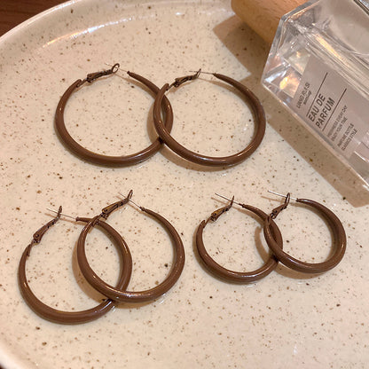 秋冬復古美拉德咖色耳圈