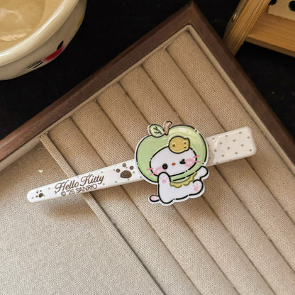 綠色貓咪水果髮夾