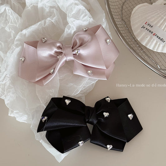 鋯石蝴蝶結愛心髮夾－商品主圖｜https://igowo.tw/
