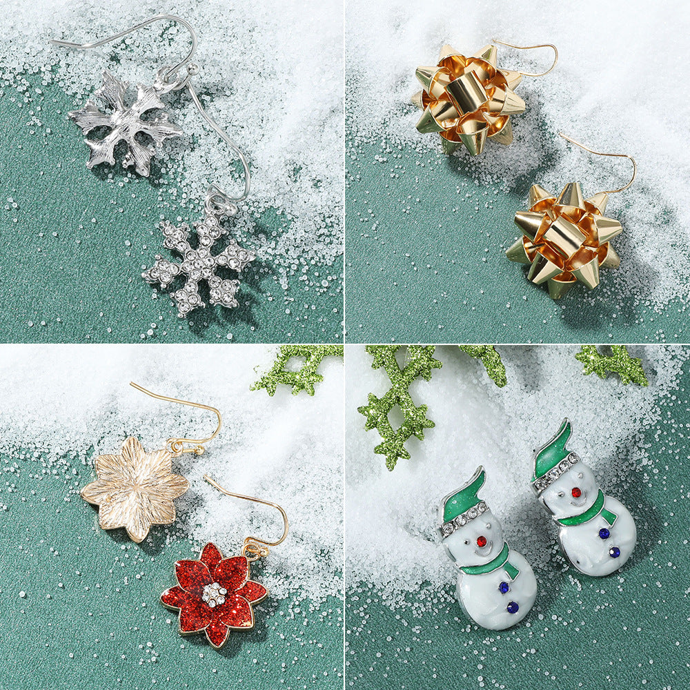 琺瑯雪花小鹿耳釘－第二視角實拍｜https://igowo.tw/