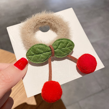 絨面毛球櫻桃髮圈