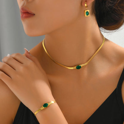 鋯石項鍊耳環組－商品主圖｜https://igowo.tw/