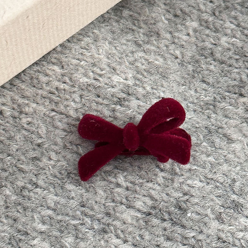 珍珠絨面花朵復古髮夾