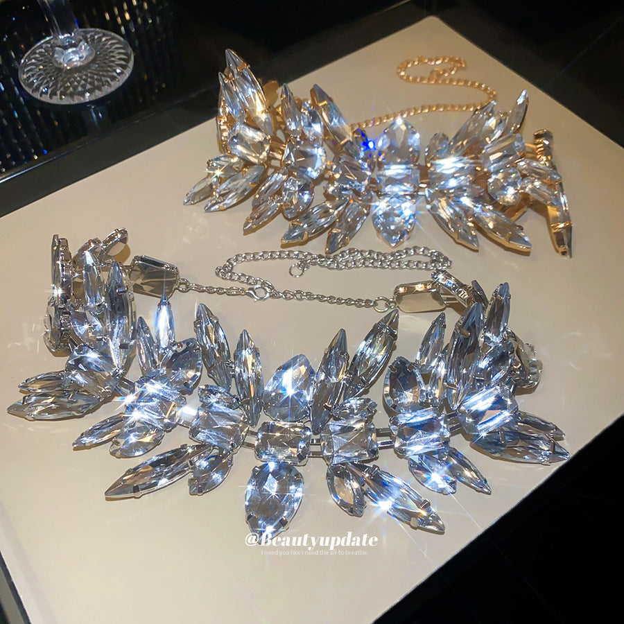菱形水滴鑲鑽項鍊－項鍊-銀色款實拍｜https://igowo.tw/