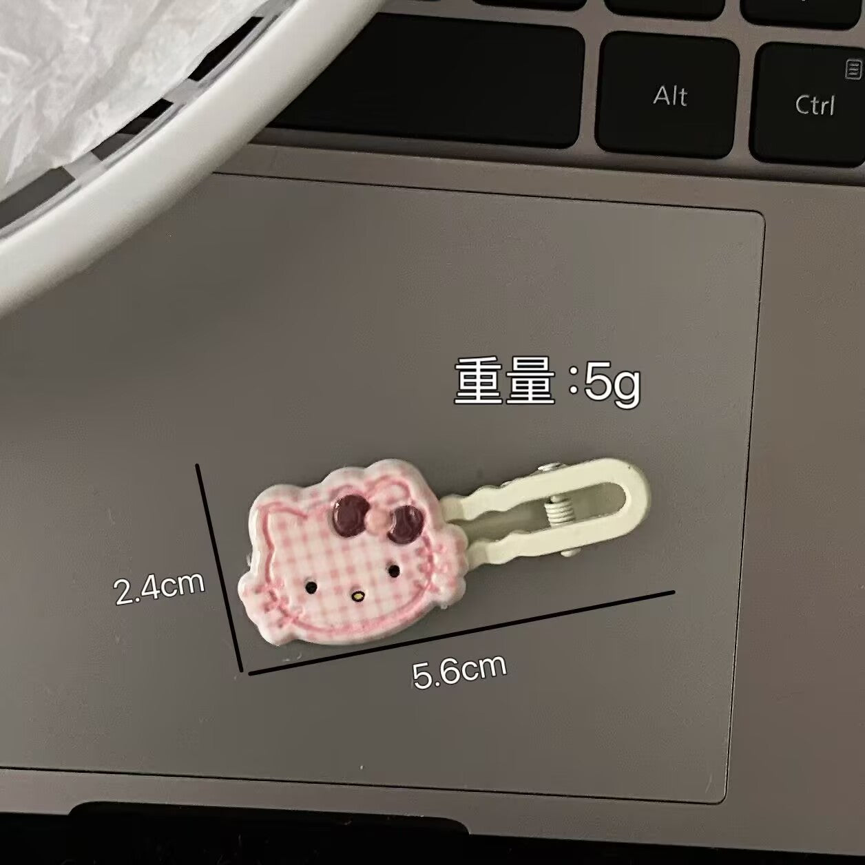 彩色貓咪髮夾－紫色格子髮夾款細節4｜https://igowo.tw/
