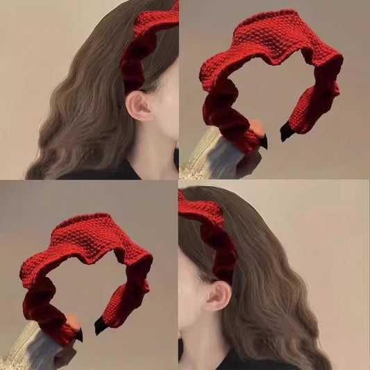 紅色針織復古髮箍－商品主圖｜https://igowo.tw/