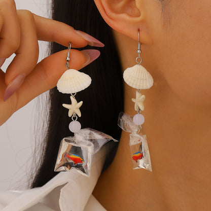 貝殼垂墜長版耳環－商品主圖｜https://igowo.tw/