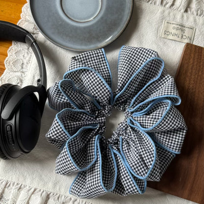 格紋大腸圈髮圈－黑色格紋款實拍｜https://igowo.tw/