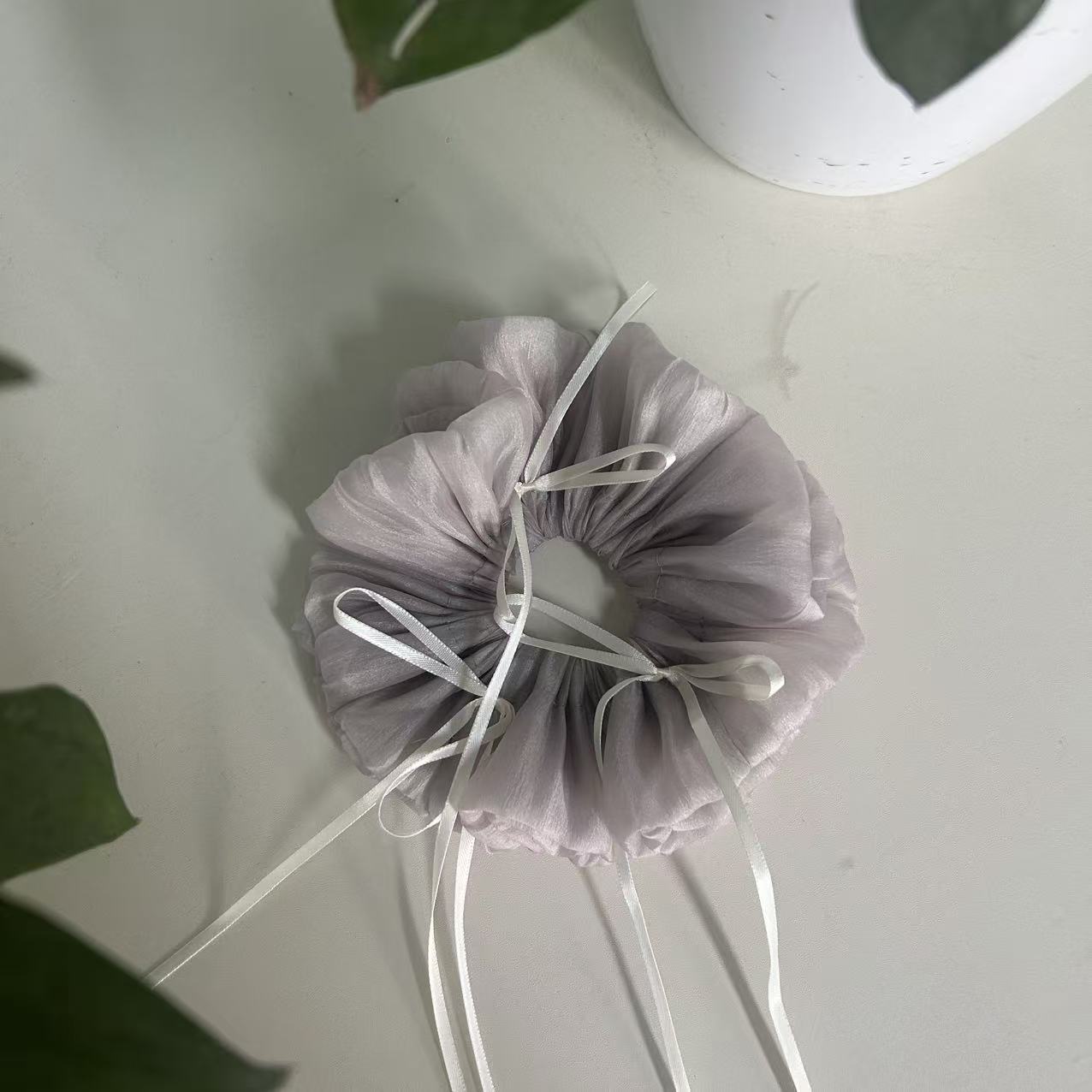 網紗蝴蝶結復古髮圈