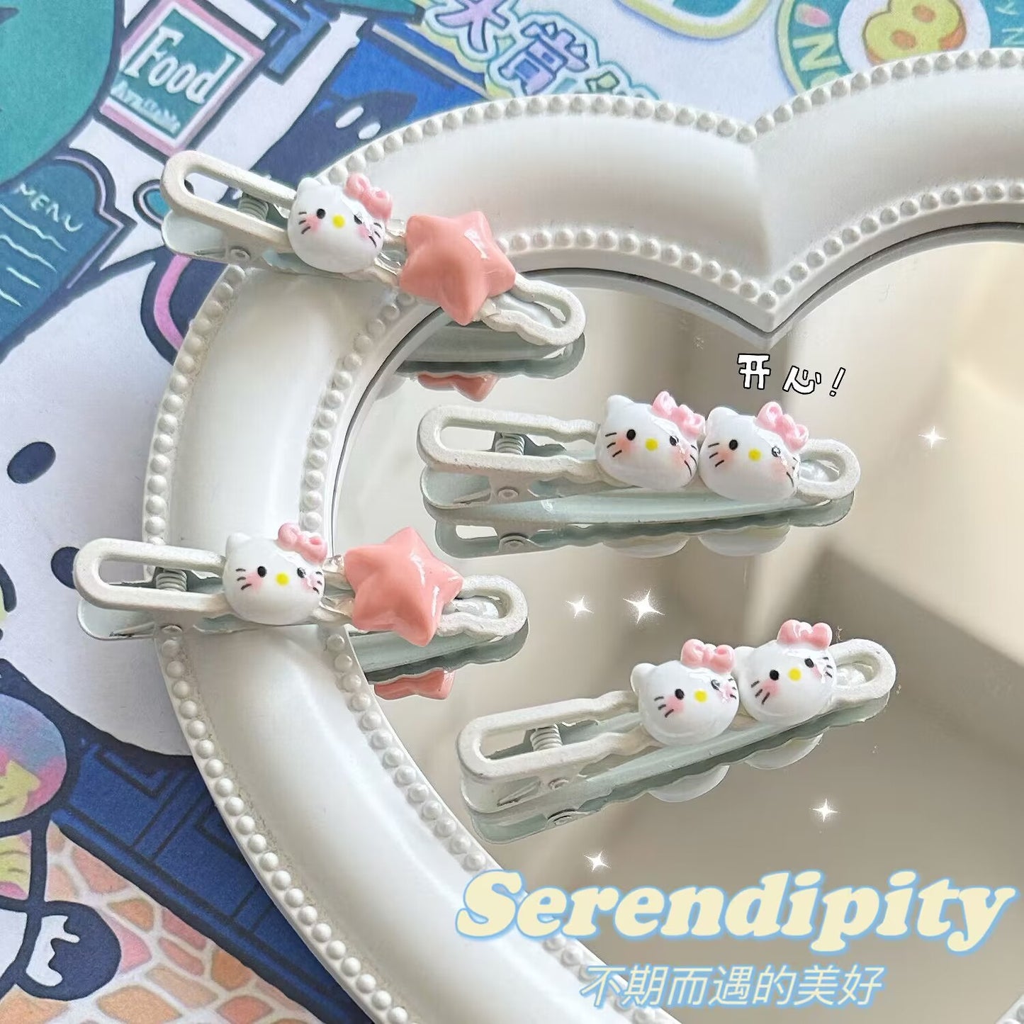 貓咪星星髮夾－商品主圖｜https://igowo.tw/