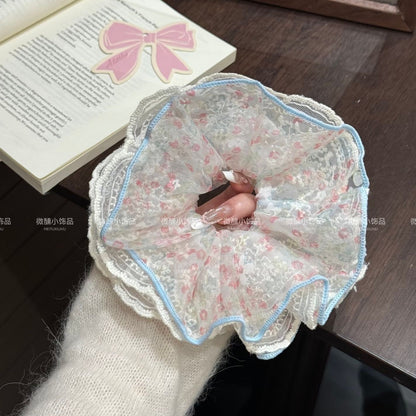 網紗碎花大腸圈髮圈－細節特寫1｜https://igowo.tw/