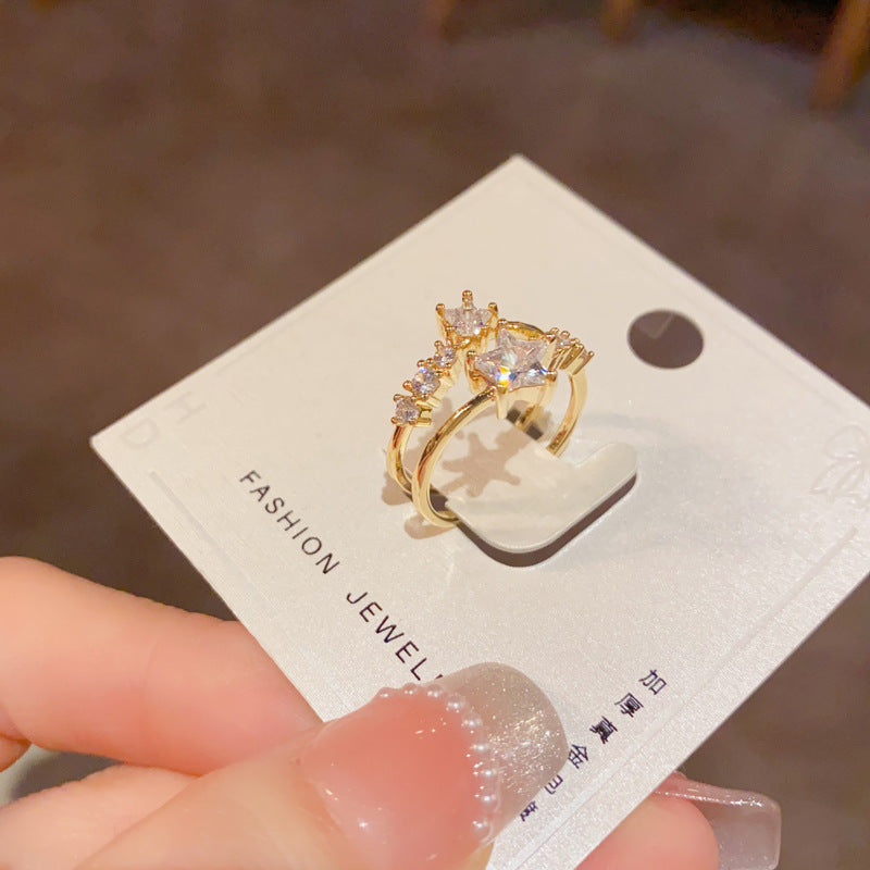 星星雙層鑲鑽戒指－第二視角實拍｜https://igowo.tw/