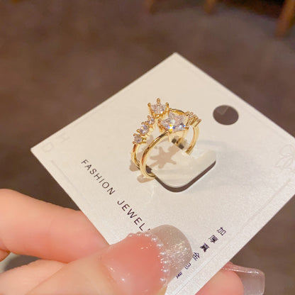 星星雙層鑲鑽戒指－第二視角實拍｜https://igowo.tw/
