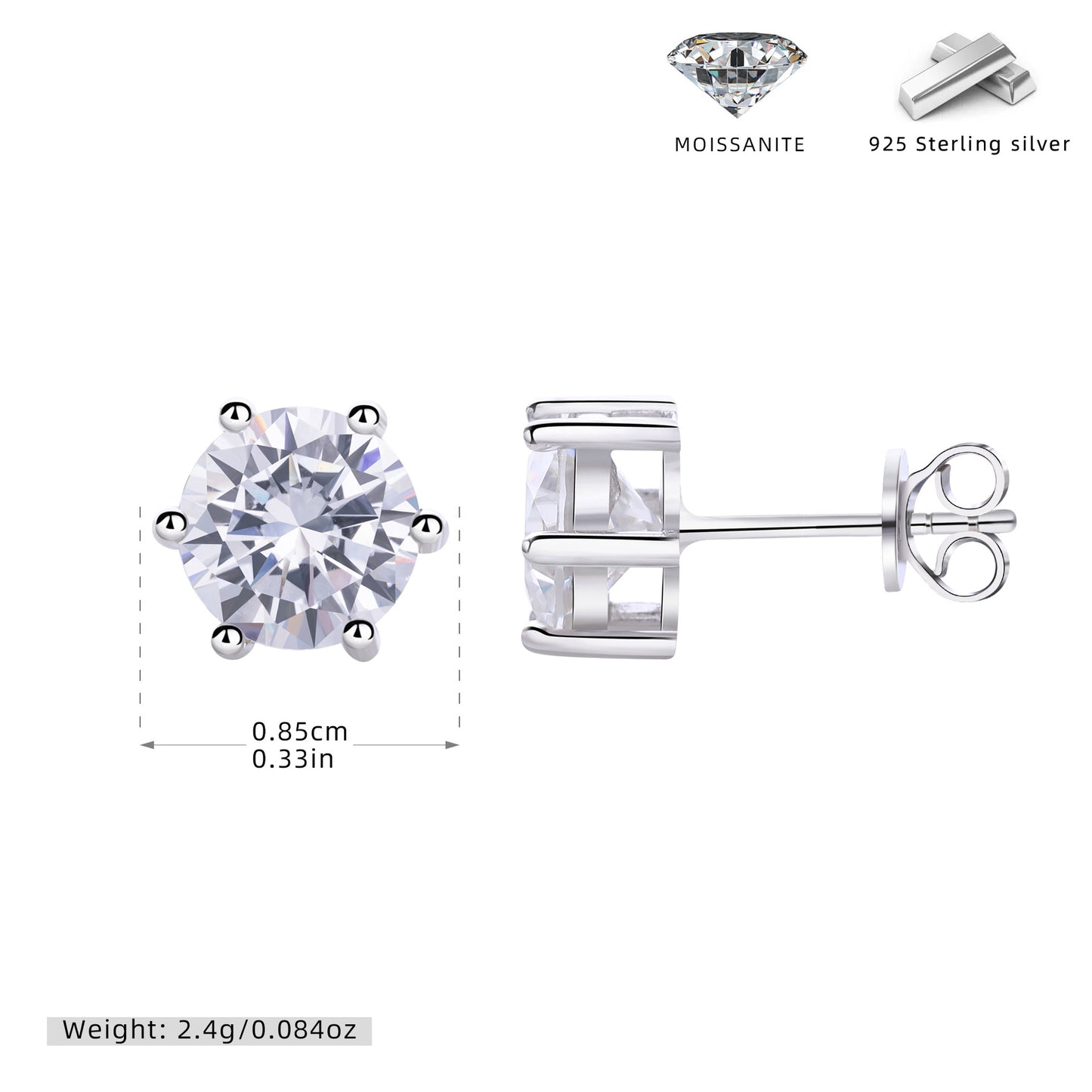 S925 新款耳釘幾何形六爪莫桑石精致耳飾輕奢高級流蘇飾品