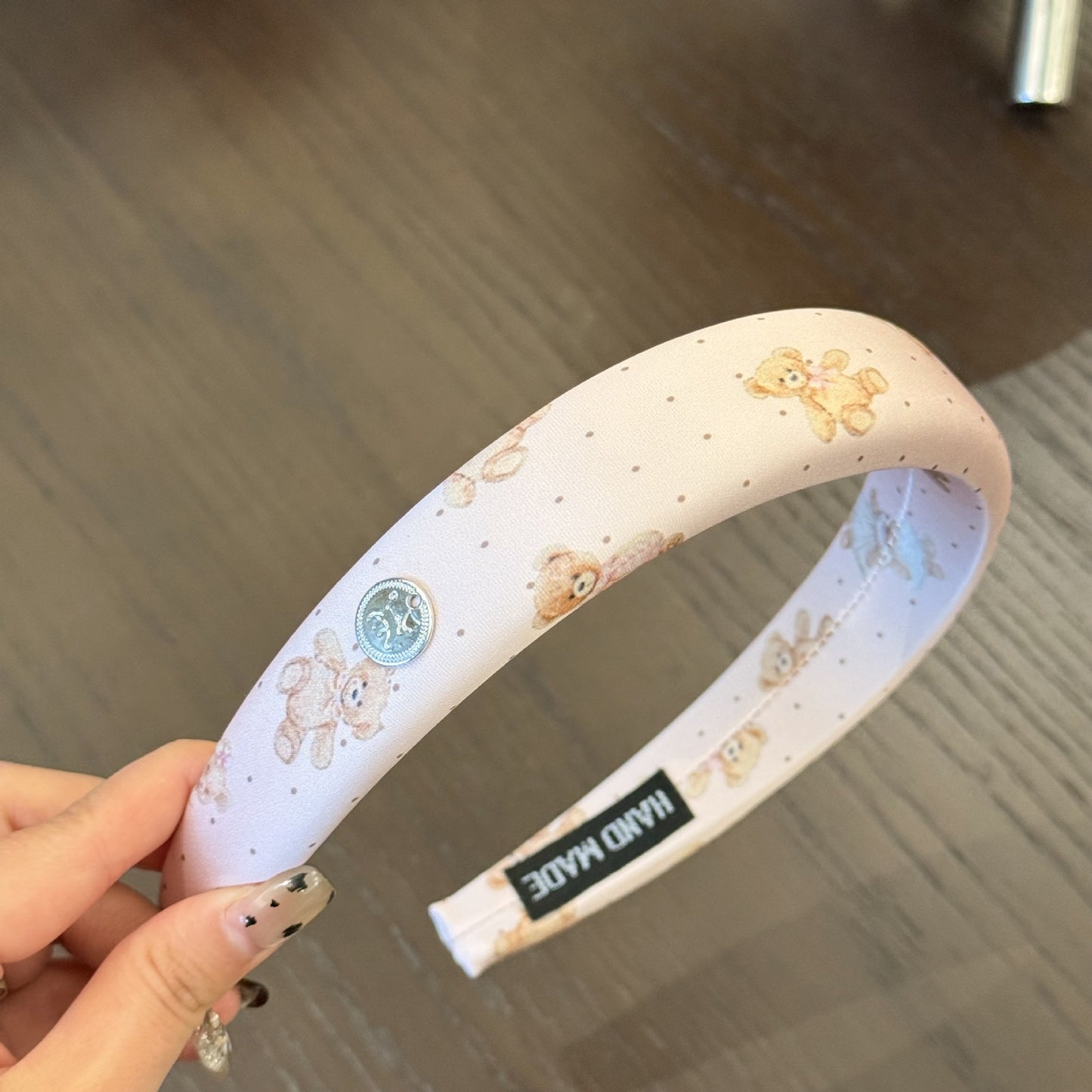 粉色小熊蝴蝶結髮圈