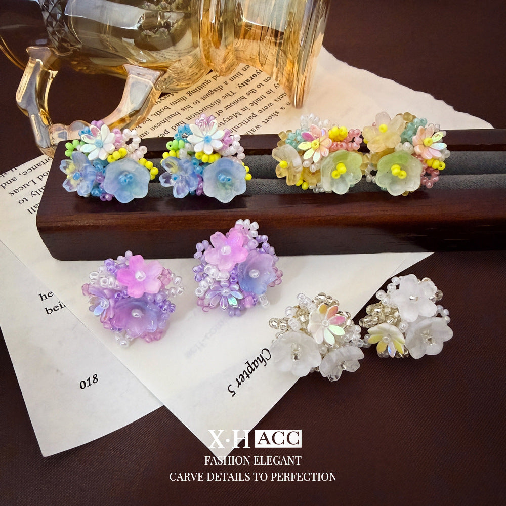 繽紛銀針花朵立體耳釘－商品主圖｜https://igowo.tw/