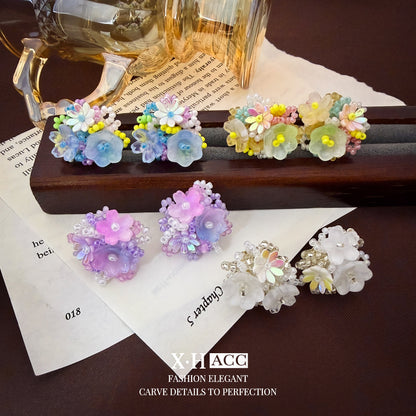繽紛銀針花朵立體耳釘－商品主圖｜https://igowo.tw/