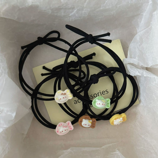 黑色貓咪魚尾小巧髮圈－商品主圖｜https://igowo.tw/