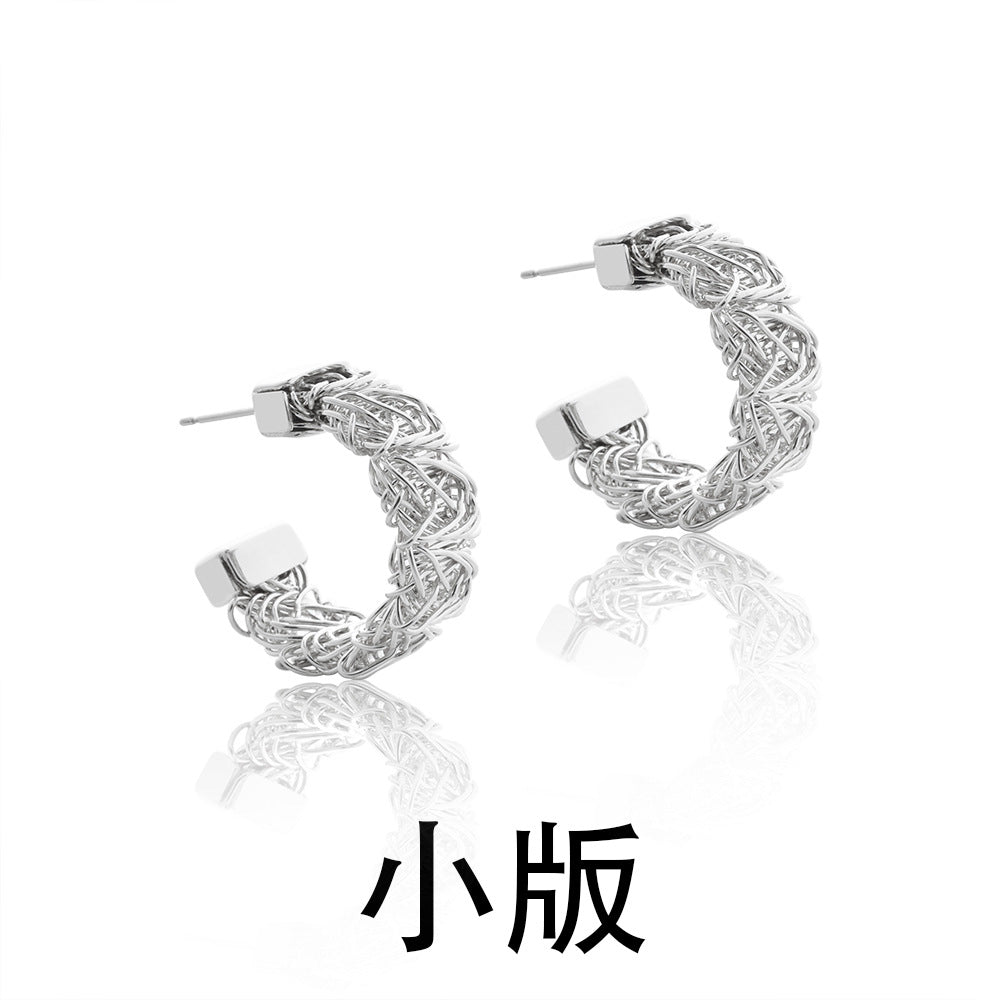 扭紋交叉編織簡約耳釘