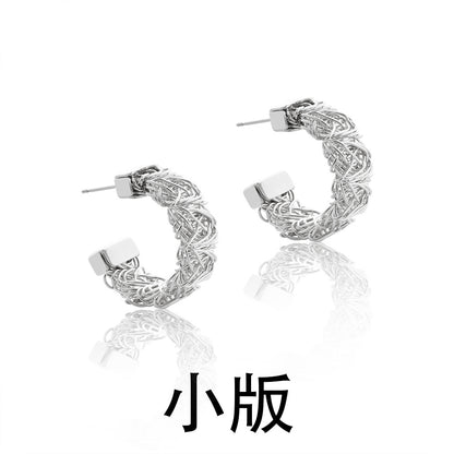 扭紋交叉編織簡約耳釘