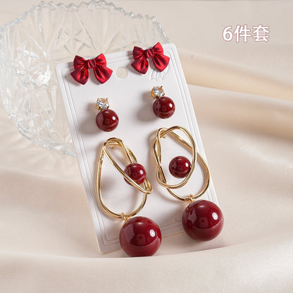紅色布面花朵誇張耳環－38#銀針-紅色款細節26｜https://igowo.tw/