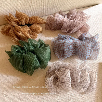 網紗蝴蝶結豹紋髮夾－商品主圖｜https://igowo.tw/