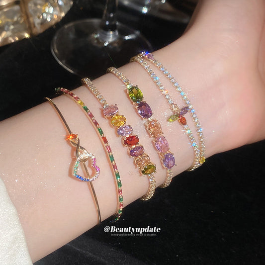 超閃鑲鋯可調節開口手鐲ins高級感氣質手環時尚設計感小眾手飾女