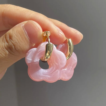 金色壓克力花朵耳環