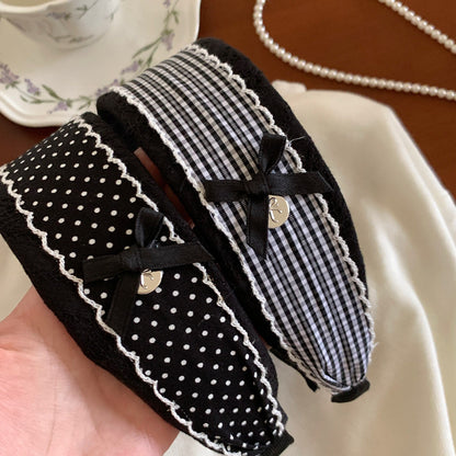 蕾絲波點寬版髮箍－商品主圖｜https://igowo.tw/