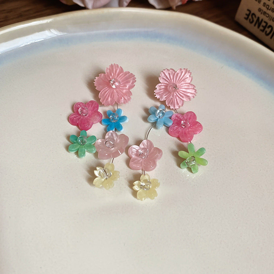 樹脂銀針貝殼花朵耳釘－細節特寫16｜https://igowo.tw/