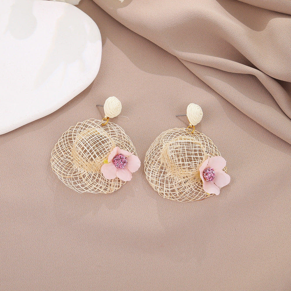 星星花朵耳環－1/玫紅色款細節｜https://igowo.tw/