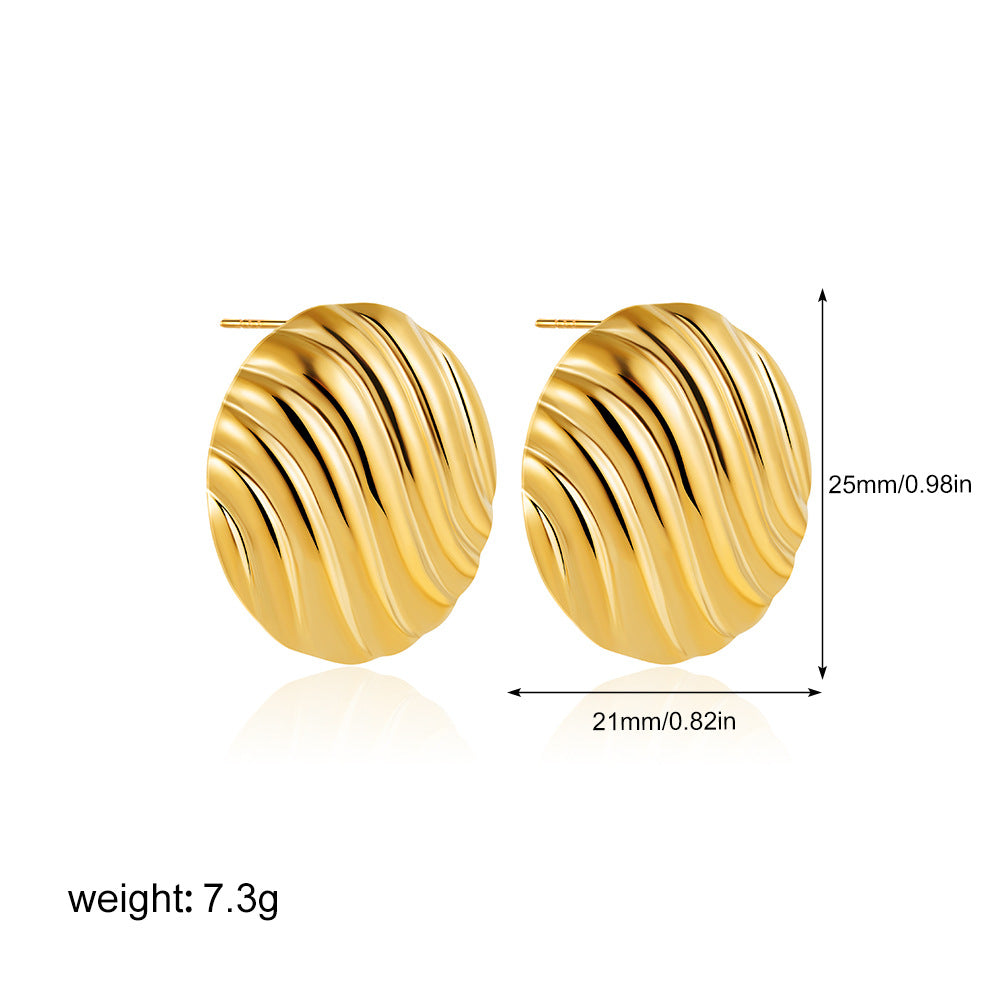 金色不鏽鋼格紋耳釘